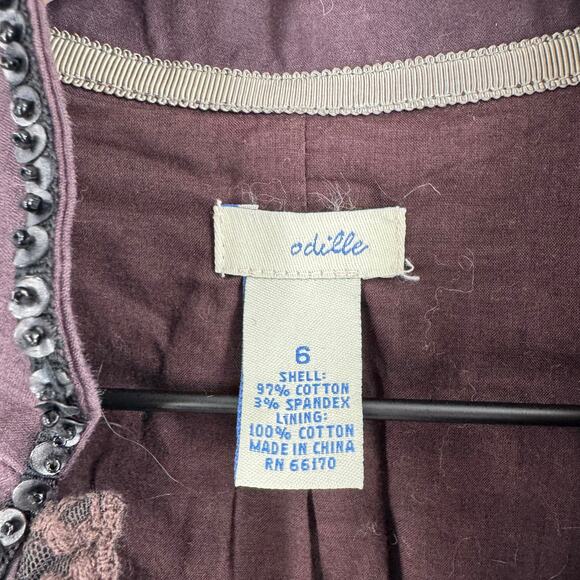 Anthropologie Odille Sequin Embellished Plum Lace Trim Jacket Size 6 - Picture 3 of 4
